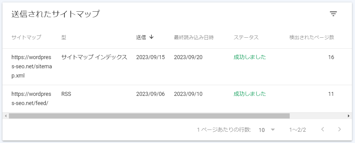サイトマップ登録完了画面